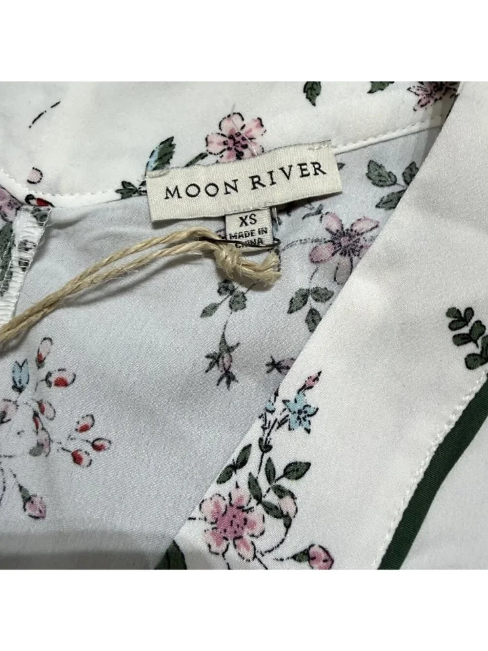 NEW Moon River Floral Kimono Robe Belt XS White Pink Green Cottagecore Boho